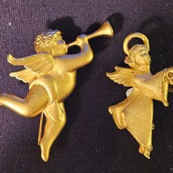 Cupid And Angel with bell Brooches