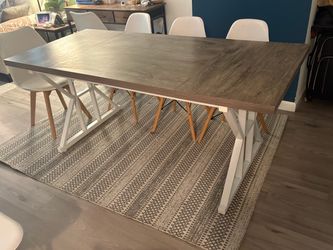 Dining Table with White    Metal Legs