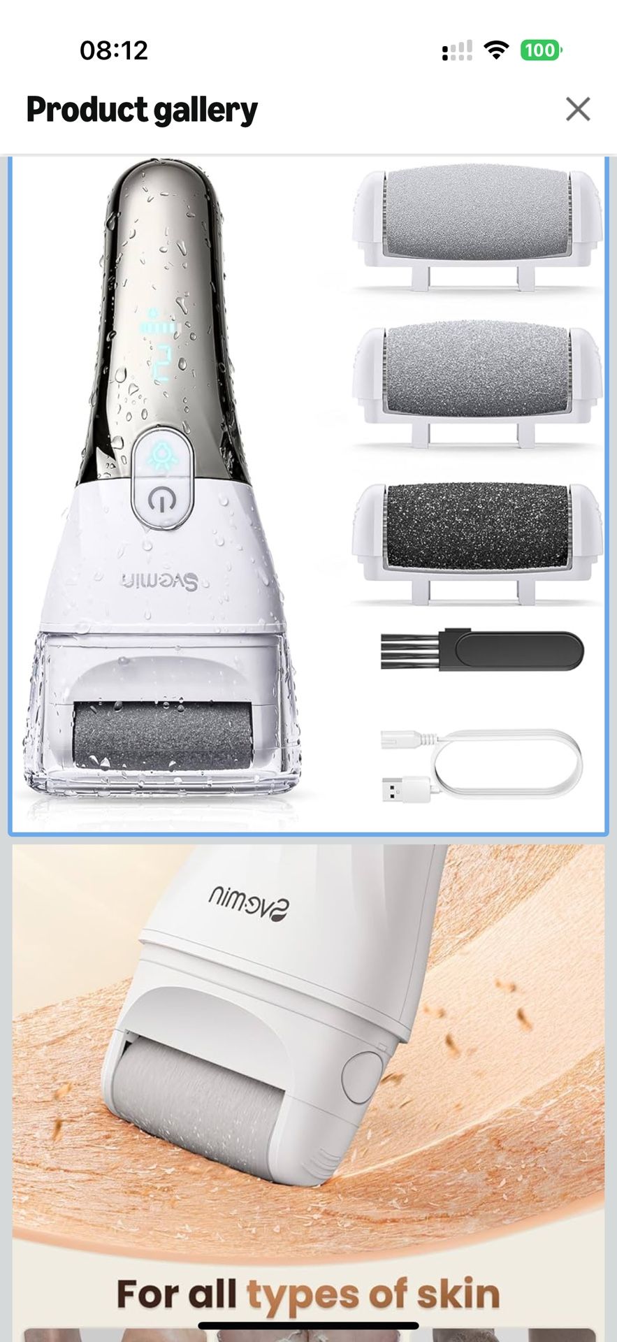 Electric Callus Remover for Feet - 2-Speed Rechargeable Pedicure Kit with 3 Rollers, IPX4 Waterproof Foot Scrubber & Digital Display | Professional De