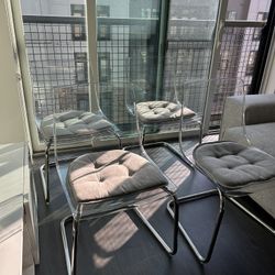 4 CLEAR IKEA TOBIAS CHAIRS 