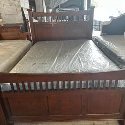 Queen Size Mattress And Box Spring With Bed Frame 🚚Free Delivery 🚚