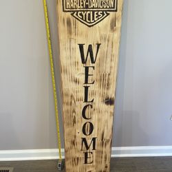 Custom Harley-Davidson Wooden Welcome Sign