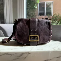 MAXX New York Burgundy Crossbody Bag — Buckle Flap, Adjustable Strap