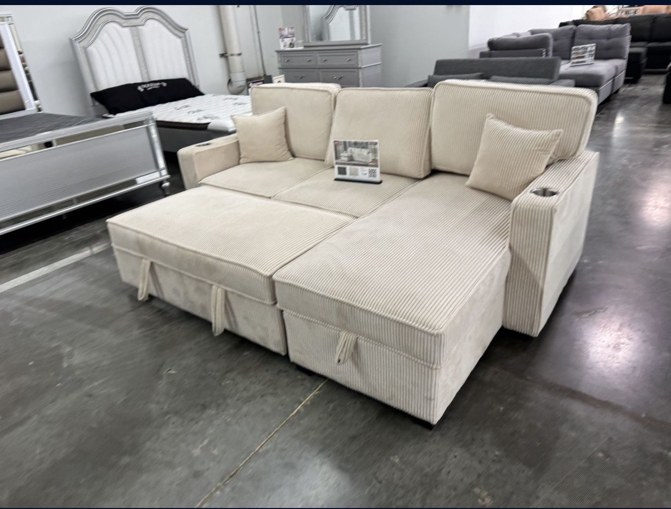 Beige Sofa Sectional Sleeper