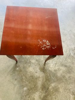 Red Wood Side Table with Cabriole Legs