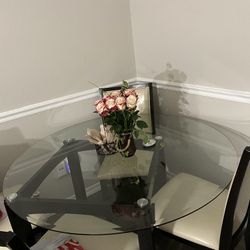 Glass Top Dining Table w/ 4 Chairs