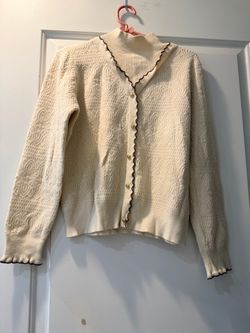 Cream Knit Cardigan with Gold Buttons