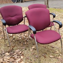 51 Burgundy Cushion Arm Rest Chairs 