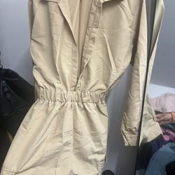 Stone Woven Utility Romper 