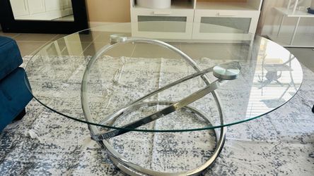 Round Glass Coffee Table Chrome Base