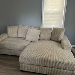 Beige Corduroy Sectional 