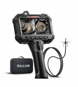 Ralcam Two-Way Articulating Borescope Dual Lens Slim Probe 5" 1080P Inspection Camera, 8X Zoom, 5 FT, Audio Recording