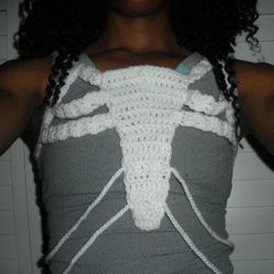Crochet ribcage corset (measurements pictured)
Handmade by our teen