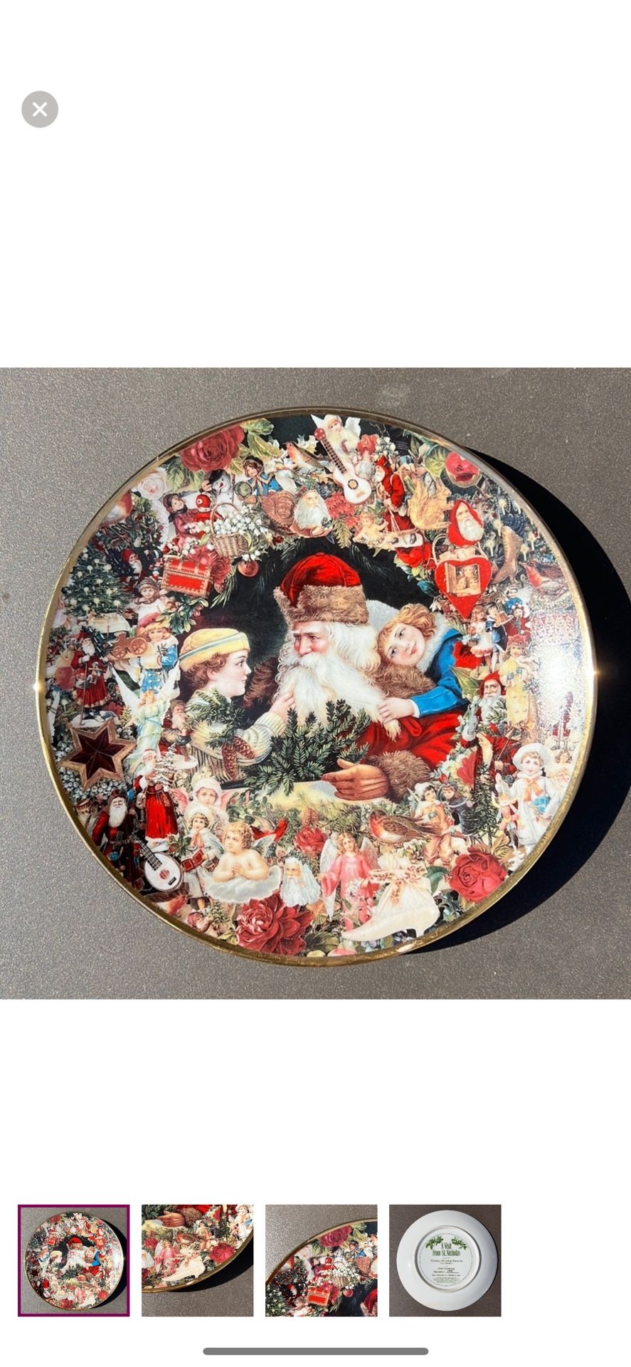 Decorative Plate, Hamilton Collection, A Visit from St Nicholas, Vintage 1992. Has 2 minor knicks in paint - see pics