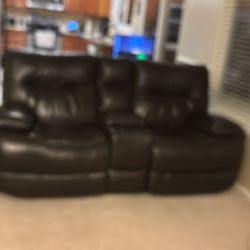 Power Recline Leather Loveseat 