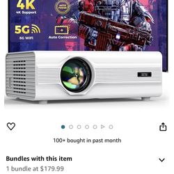 Auto Focus/Keystone] Projector with WiFi 6 and Bluetooth 5.2, 400 ANSI Native 1080P 4K Supported, Agreago Outdoor Projector with Screen, Movie Project