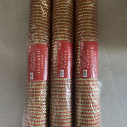 3 Rolls Of Christmas Mesh Craft Wreaths + Extra 