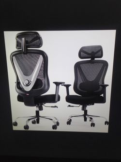 Holludle Ergonomic desk chair 3D adjustable lumbar support, 2D headrest office & home mesh desk chair