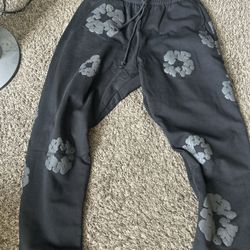 Black And Grey Denim Tear Sweatpants