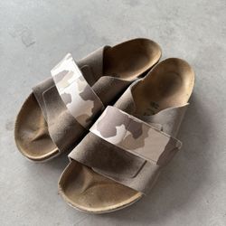 Birkenstock Kyoto Suede Tan Camo Taupe Sandals
