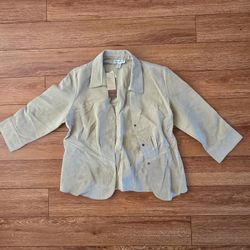 NWT Women's Coldwater Creek Ivory Cream Leather Suede Jacket Size Medium