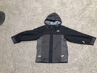 Kids Size 6 North Face black gray heavy raincoat jacket
