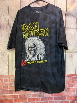 Iron Maiden World Tour ’81 Black Tie-Dye Short-Sleeve T-Shirt, Medium