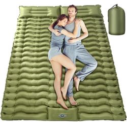 Inflatable Sleeping Pad for Camping 2 Person 79"X 53.5"with Pillow Built-in Foot Pump Camping Sleeping Mat Breathable Comfortable Camping Mattress Pad