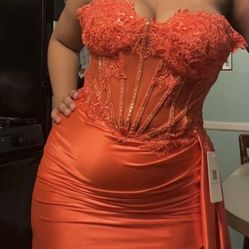 (USED) Burnt Orange Prom Dress
