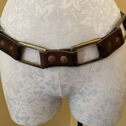 Distressed Leather & Solid Brass Belt