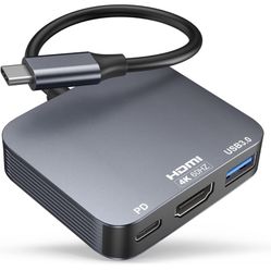 USB C to HDMI Adapter【4K@60HZ】, Vilcome Type-C to HDMI Adapter Multiport with USB Type C PD & USB 3.0 Port, HDMI to USB C Adapter for MacBook Pro/Air,