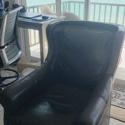 2 Luxurious Leather Chairs with Ottomans – $350 OBO (For Both!)