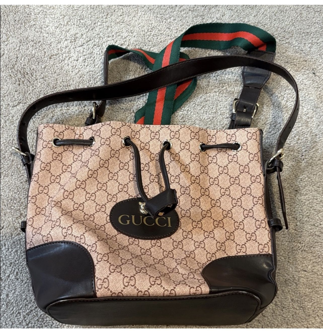 GUCCI BUCKET BAG and RED LEATHER TOTE BAG