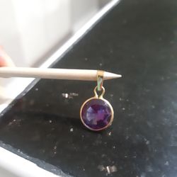 AMETHYST Pendant With 18k Real Gold Trim