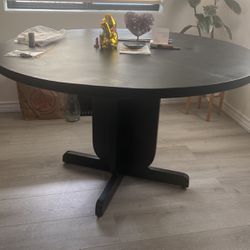 Black Round Wooden Table 