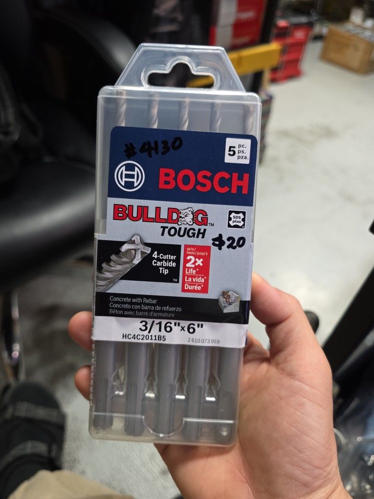 Bosch HC4C2011B5-3/16 in. x 4 in. x 6 in. SDS-Plus® Bulldog™ Tough Rotary Hammer Bit - 5 Pack