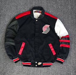 Vintage Women's Jeff Hamilton Portland Trail Blazers Leather Bomber Jacket Size Large