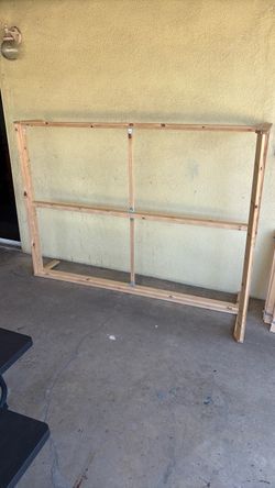 Full size wood bed frame w boards