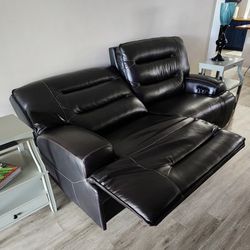 Power Reclining Couch Leather 