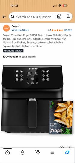 New in box Cosori 12-in-1 Air Fryer 5.8 qt