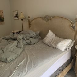 King size bed is two night tables marble on the top is two boxspring option with mattress or without