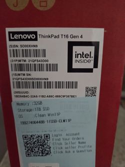 Lenovo T16 Gen 4 Lap Top 1TB