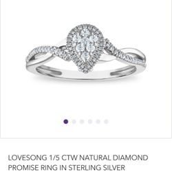 LoveSong 1/5 CTW Natural Diamond Promise Ring in Sterling Silver