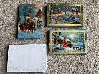 Christmas Greeting Cards Lot of 25 with Envelopes Winter Holiday Glitter