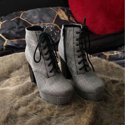 Plaid Boot Heels Size 6.5 