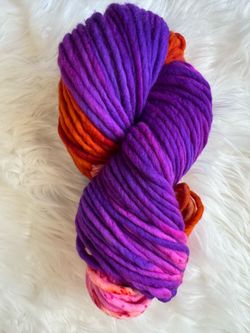 Bulky Yarn Hand Dyed- violet, pink, saffron