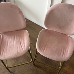 Velvet Pink Bar Stools $50 Each $90 For Set