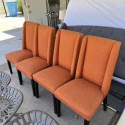 4 Orange Dining Chairs
