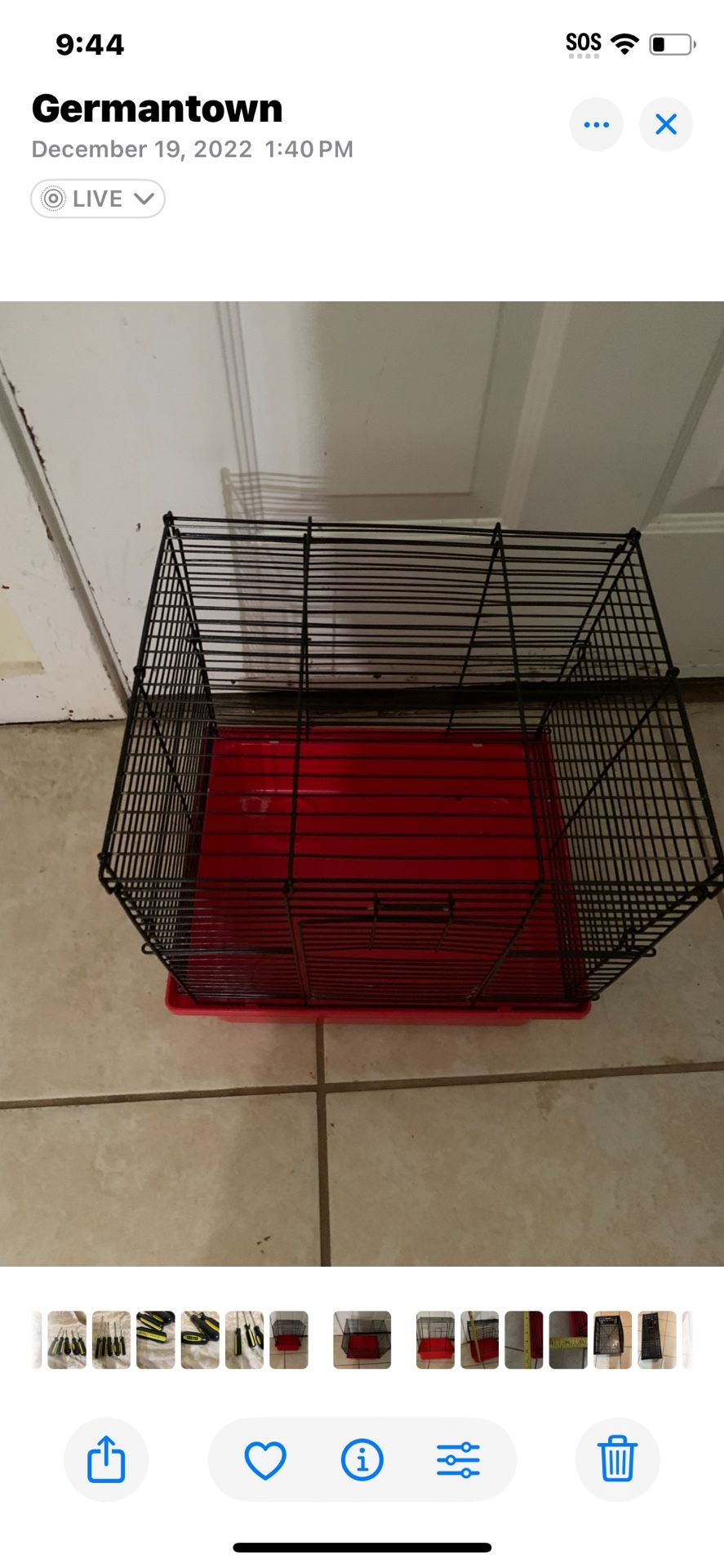 Hamster Plastic Small Animal Cage 14”x11”x14”