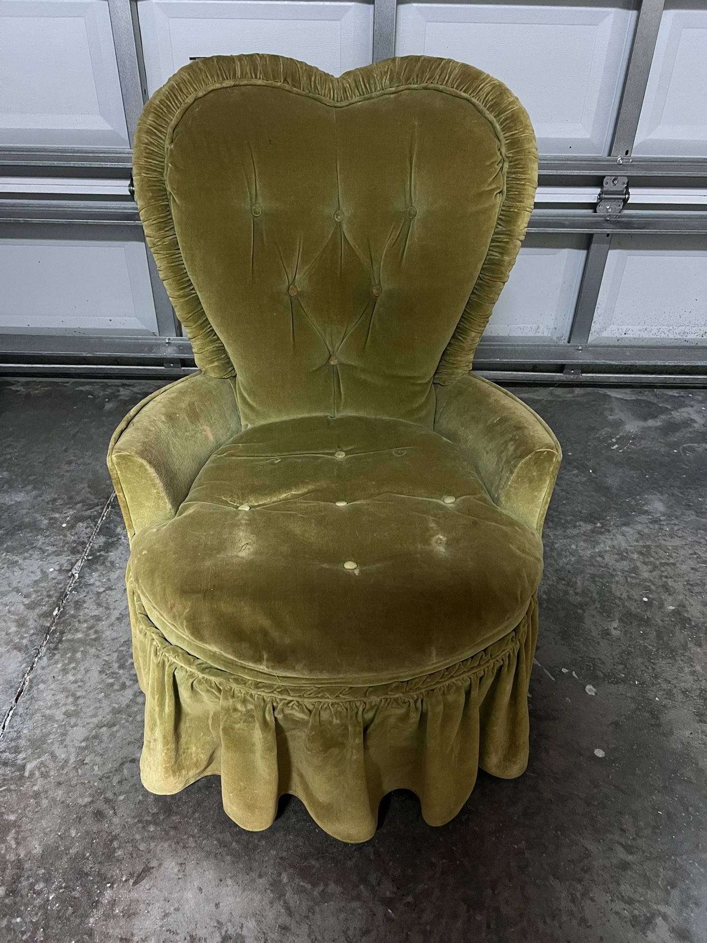 Antique Velvet Skirted Boudoir Vanity Chair